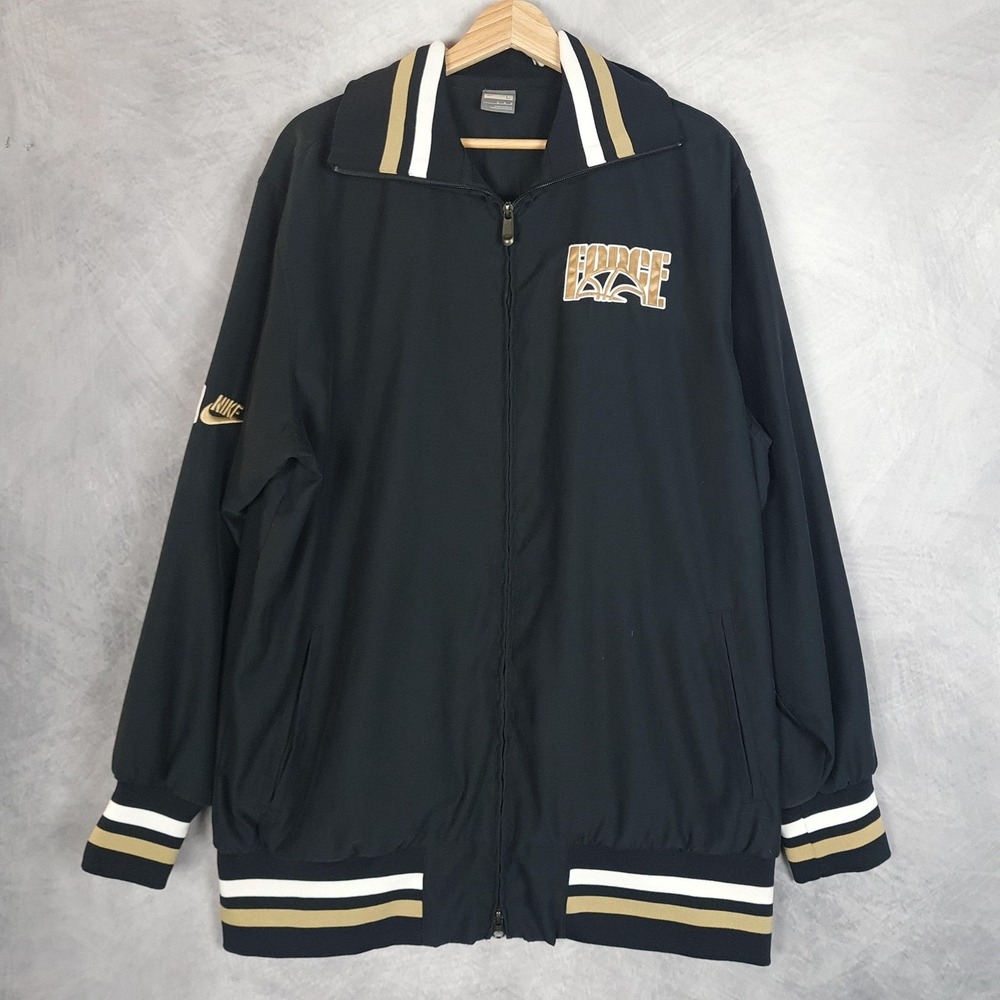 Nike Force Basketball Track Jacket Mens Large Black Zip Mesh Warm Up Y2K 2007